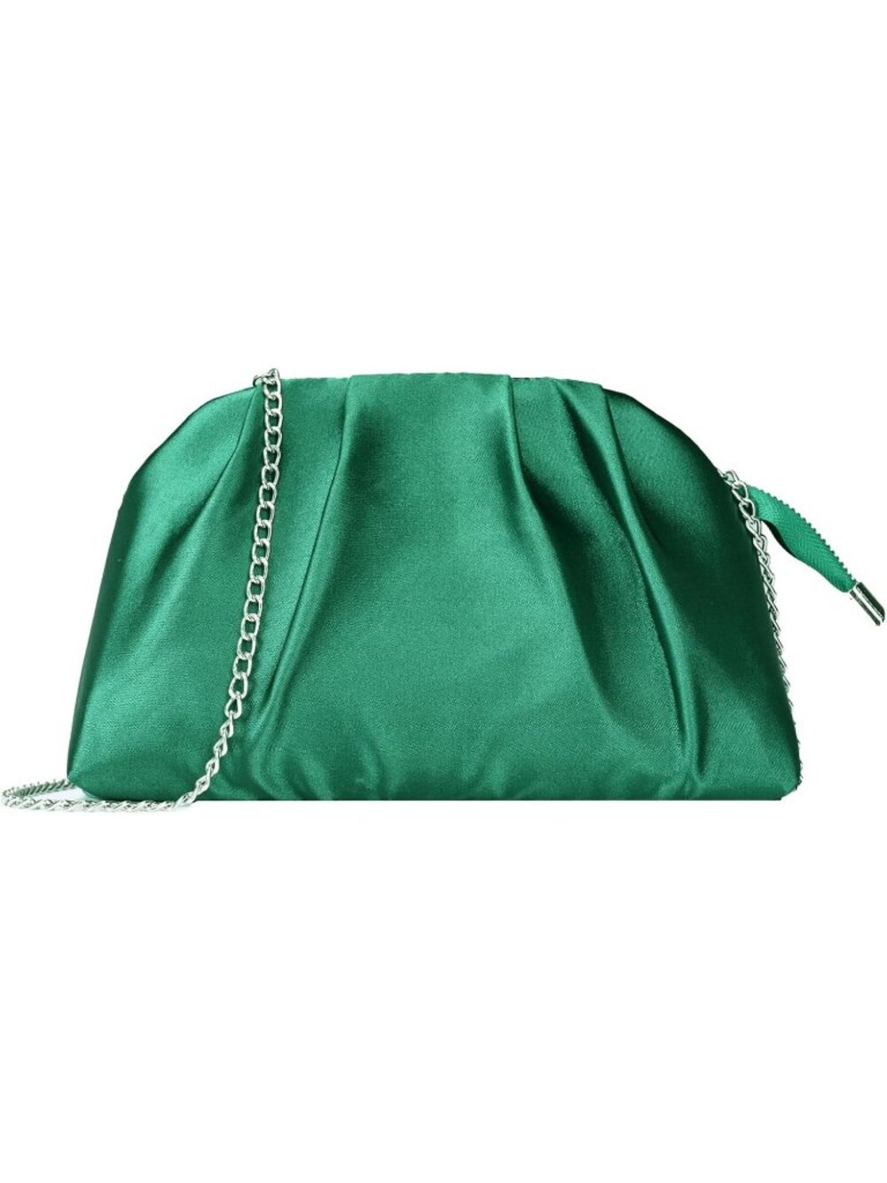 Women's Green Pleated Satin Clutch Purse Formal Evening Wedding Bag